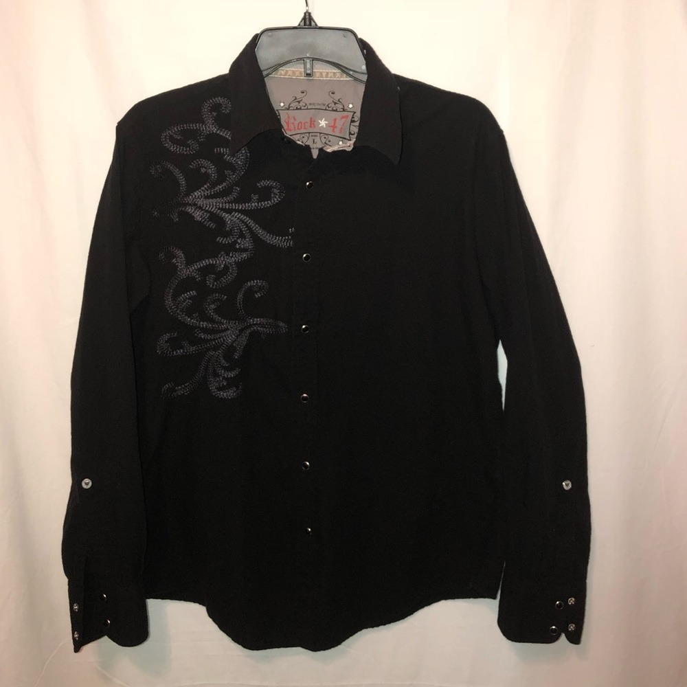 Men’s snap front embroidered L/S Size Large